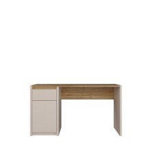 Schreibtisch >SQUERE< in Mauvella Eiche Dekor / Sand - 130x72x51,7cm (BxHxT)