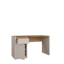 Schreibtisch >SQUERE< in Mauvella Eiche Dekor / Sand - 130x72x51,7cm (BxHxT)