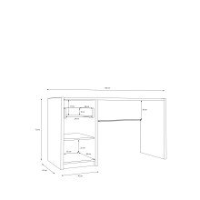 Schreibtisch >SQUERE< in Mauvella Eiche Dekor / Sand - 130x72x51,7cm (BxHxT)