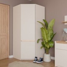 Eckkleiderschrank >SQUERE< Mauvella Eiche Dekor / Sand - 88,5x197,4x88,5 (BxHxT)