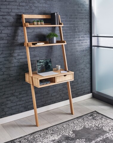 Regal-Schreibtisch >Max< in Eiche, Massivholz - 69x170x48cm (BxHxT)