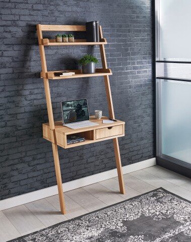Regal-Schreibtisch >Max< in Eiche, Massivholz - 69x170x48cm (BxHxT)
