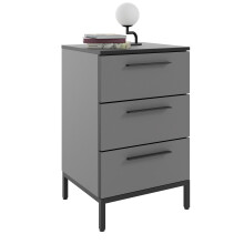 Nachtkommode >soul< in Basaltgrau - Metall schwarz...