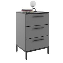 Nachtkommode >soul< in Basaltgrau - Metall schwarz matt - 45x72,4x40cm (BxHxT)