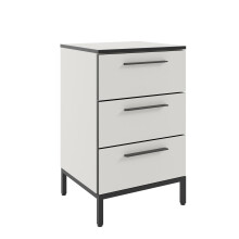 Nachtkommode >soul< in Pastellweiß - Metall schwarz matt - 45x72,4x40cm (BxHxT)