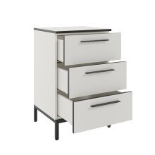 Nachtkommode >soul< in Pastellweiß - Metall schwarz matt - 45x72,4x40cm (BxHxT)