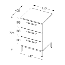 Nachtkommode >soul< in Schilfgrün - Metall schwarz matt - 45x72,4x40cm (BxHxT)