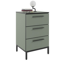 Nachtkommode >soul< in Schilfgrün - Metall schwarz matt - 45x72,4x40cm (BxHxT)