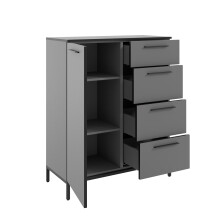 Kommode >soul< in Basaltgrau - Metall schwarz matt - 90x110,6x40cm (BxHxT)