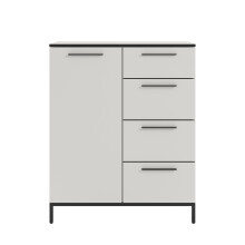 Kommode >soul< in Pastellweiß - Metall schwarz matt - 90x110,6x40cm (BxHxT)