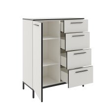 Kommode >soul< in Pastellweiß - Metall schwarz matt - 90x110,6x40cm (BxHxT)