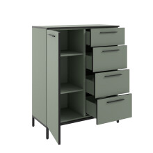 Kommode >soul< in Schilfgrün - Metall schwarz matt - 90x110,6x40cm (BxHxT)