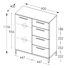 Kommode >soul< in Schilfgrün - Metall schwarz matt - 90x110,6x40cm (BxHxT)
