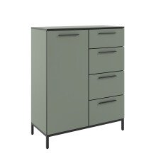 Kommode >soul< in Schilfgrün - Metall schwarz matt - 90x110,6x40cm (BxHxT)