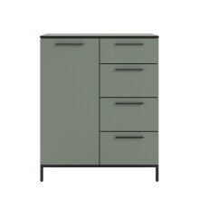 Kommode >soul< in Schilfgrün - Metall schwarz matt - 90x110,6x40cm (BxHxT)
