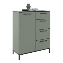 Kommode >soul< in Schilfgrün - Metall schwarz matt - 90x110,6x40cm (BxHxT)