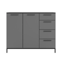 Sideboard >soul< in Basaltgrau - Metall schwarz matt - 135x110,6x40cm (BxHxT)