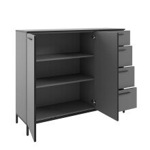 Sideboard >soul< in Basaltgrau - Metall schwarz...