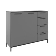 Sideboard >soul< in Basaltgrau - Metall schwarz matt - 135x110,6x40cm (BxHxT)