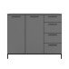 Sideboard >soul< in Basaltgrau - Metall schwarz matt - 135x110,6x40cm (BxHxT)