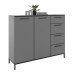 Sideboard >soul< in Basaltgrau - Metall schwarz matt - 135x110,6x40cm (BxHxT)