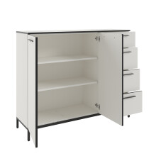 Sideboard >soul< in Pastellweiß - Metall schwarz matt - 135x110,6x40cm (BxHxT)