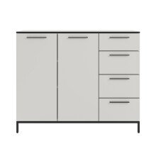Sideboard >soul< in Pastellweiß - Metall schwarz matt - 135x110,6x40cm (BxHxT)