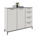 Sideboard >soul< in Pastellweiß - Metall schwarz matt - 135x110,6x40cm (BxHxT)