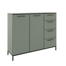 Sideboard >soul< in Schilfgrün - Metall schwarz matt - 135x110,6x40cm (BxHxT)