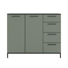 Sideboard >soul< in Schilfgrün - Metall schwarz matt - 135x110,6x40cm (BxHxT)
