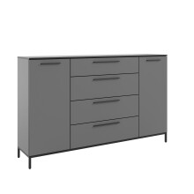 Sideboard >soul< in Basaltgrau - Metall schwarz...