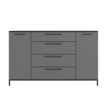 Sideboard >soul< in Basaltgrau - Metall schwarz matt - 180x110,6x40cm (BxHxT)