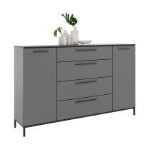 Sideboard >soul< in Basaltgrau - Metall schwarz...
