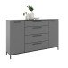 Sideboard >soul< in Basaltgrau - Metall schwarz matt - 180x110,6x40cm (BxHxT)