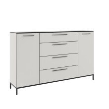 Sideboard >soul< in Pastellweiß - Metall schwarz matt - 180x110,6x40cm (BxHxT)