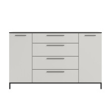 Sideboard >soul< in Pastellweiß - Metall schwarz matt - 180x110,6x40cm (BxHxT)