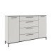 Sideboard >soul< in Pastellweiß - Metall schwarz matt - 180x110,6x40cm (BxHxT)