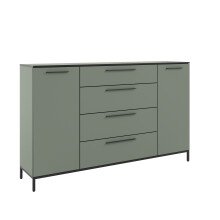 Sideboard >soul< in Schilfgrün - Metall schwarz matt - 180x110,6x40cm (BxHxT)