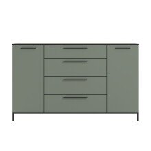 Sideboard >soul< in Schilfgrün - Metall schwarz matt - 180x110,6x40cm (BxHxT)