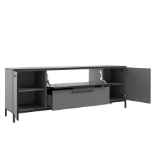 Lowboard >soul< in Basaltgrau - Metall schwarz matt - 180x66,1x40cm (BxHxT)