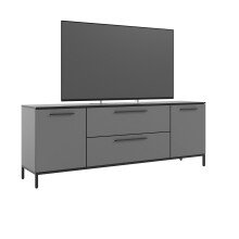 Lowboard >soul< in Basaltgrau - Metall schwarz matt...