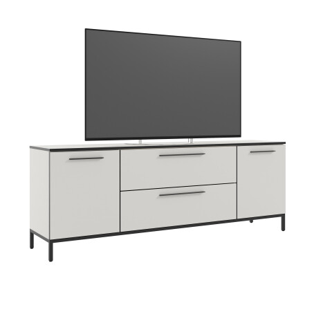 Lowboard >soul< in Pastellweiß - Metall schwarz matt - 180x66,1x40cm (BxHxT)