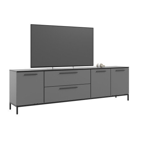 Lowboard >soul< in Basaltgrau - Metall schwarz matt - 225x66,1x40cm (BxHxT)