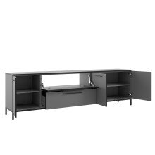 Lowboard >soul< in Basaltgrau - Metall schwarz matt - 225x66,1x40cm (BxHxT)