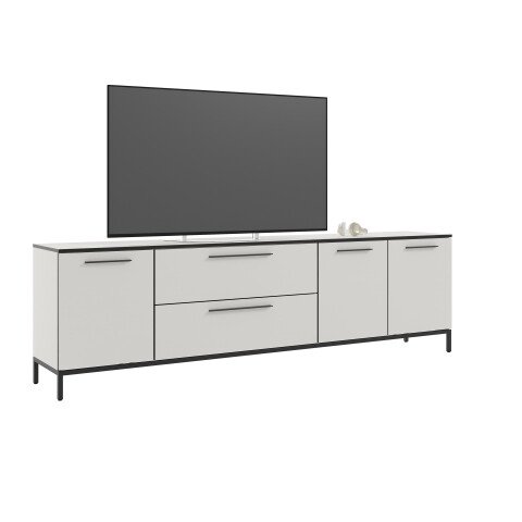 Lowboard >soul< in Pastellweiß - Metall schwarz matt - 225x66,1x40cm (BxHxT)