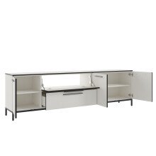 Lowboard >soul< in Pastellweiß - Metall schwarz matt - 225x66,1x40cm (BxHxT)