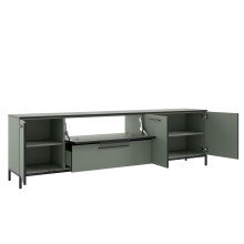 Lowboard >soul< in Schilfgrün - Metall schwarz matt - 225x66,1x40cm (BxHxT)