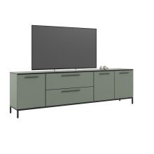 Lowboard >soul< in Schilfgrün - Metall schwarz matt - 225x66,1x40cm (BxHxT)