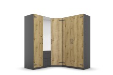 Eckkleiderschrank >Butte< in Eiche Artisan Dekor /...