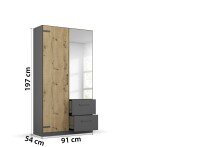 Eckkleiderschrank >Butte< in Eiche Artisan Dekor / grau - 176x197x176 (BxHxT)